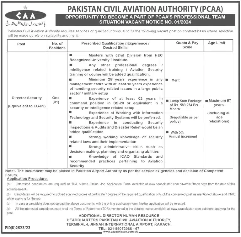 Pakistan Civil Aviation Authority Jobs Advertisement
