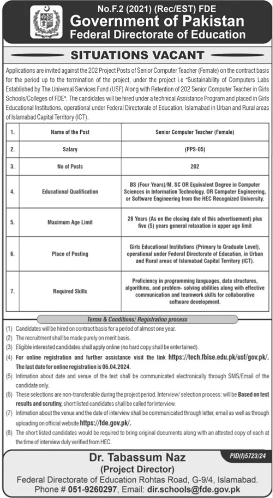 Federal Directorate Of Education Jobs Advertisement
